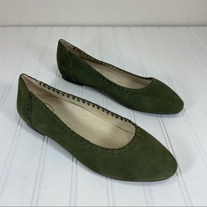 Jack Rogers Elli  green suede flats
